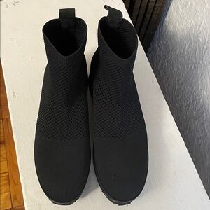 Eileen Fisher wedge bootie 8.5 knit black